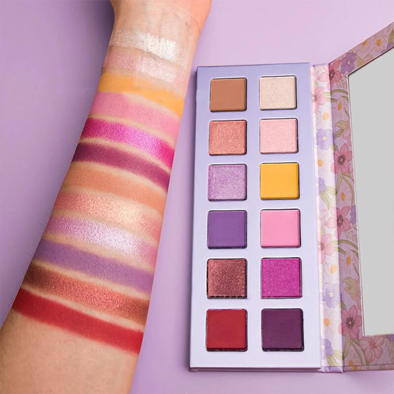12 color purple eyeshadow palette high pigmented waterproof