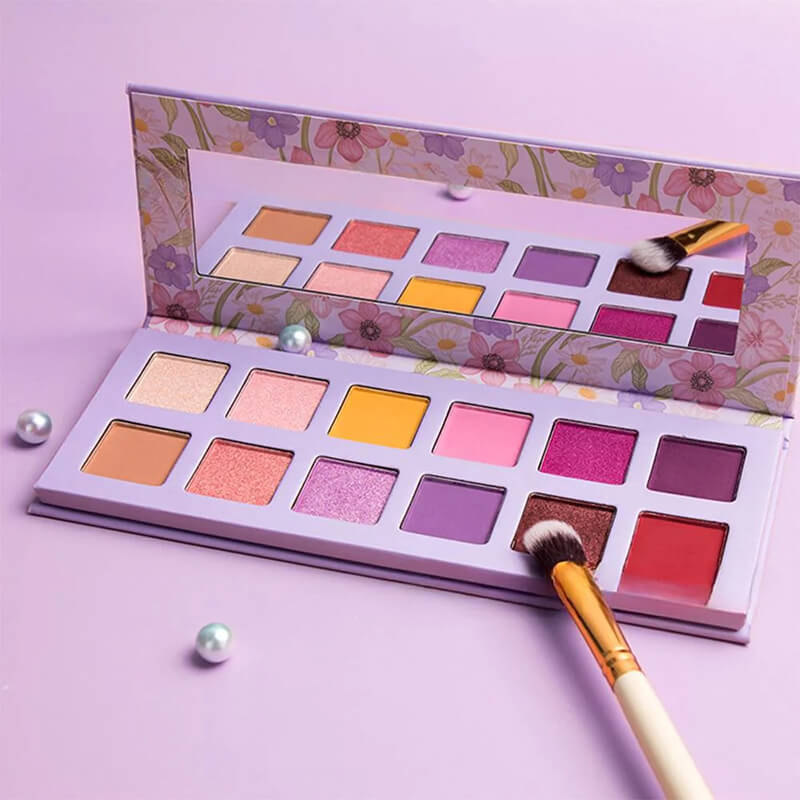 12 color purple eyeshadow palette high pigmented waterproof
