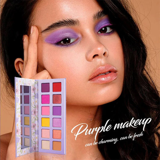 12 color purple eyeshadow palette high pigmented waterproof