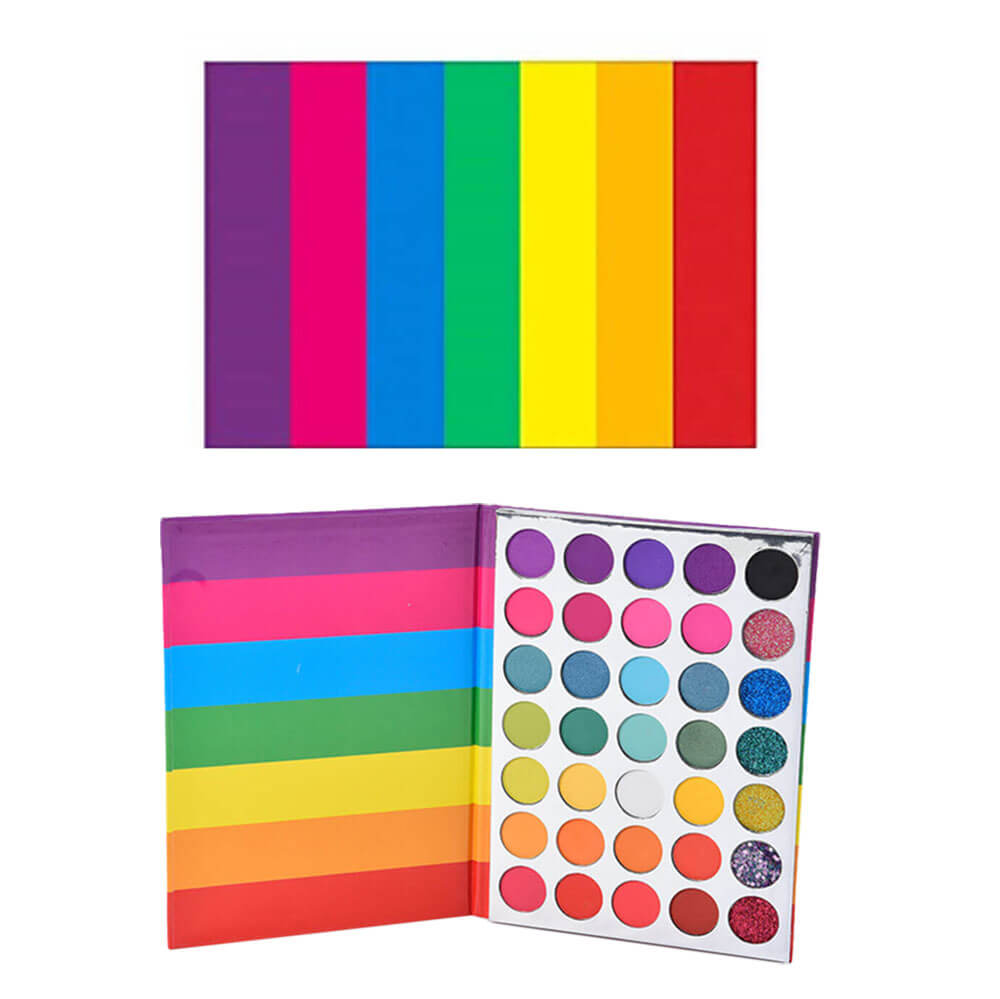 Palette de 35 fards à paupières aux couleurs de l'arc-en-ciel, hautement pigmentés