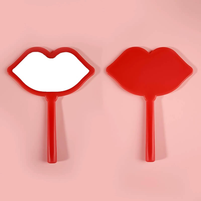 7 color lip shape makeup mirror handheld portable handle mirror 16*12cm