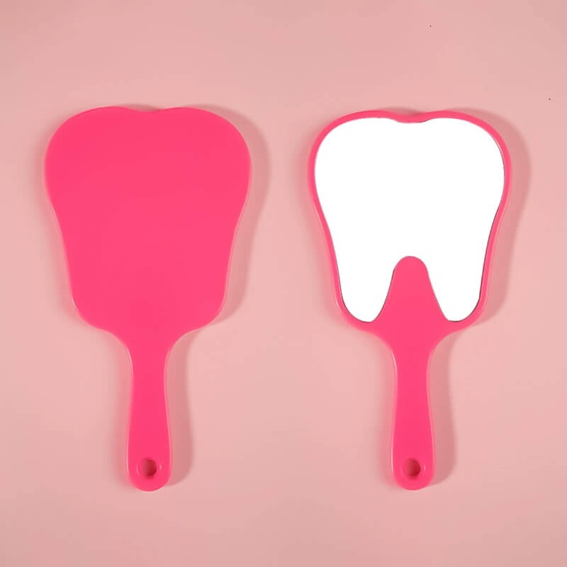 6 color makeup mirror cute teeth handle mirror advertising dental handheld 16*8.5cm