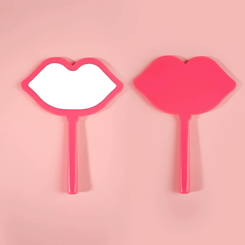 7 color lip shape makeup mirror handheld portable handle mirror 16*12cm