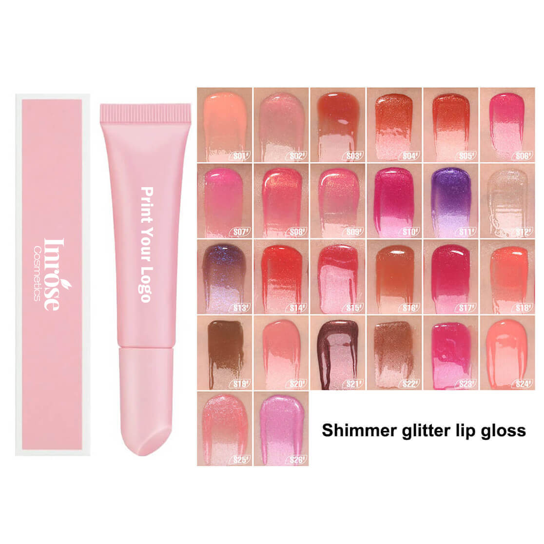 26 color lip gloss shimmer glitter lip glaze moisturizing print your logo