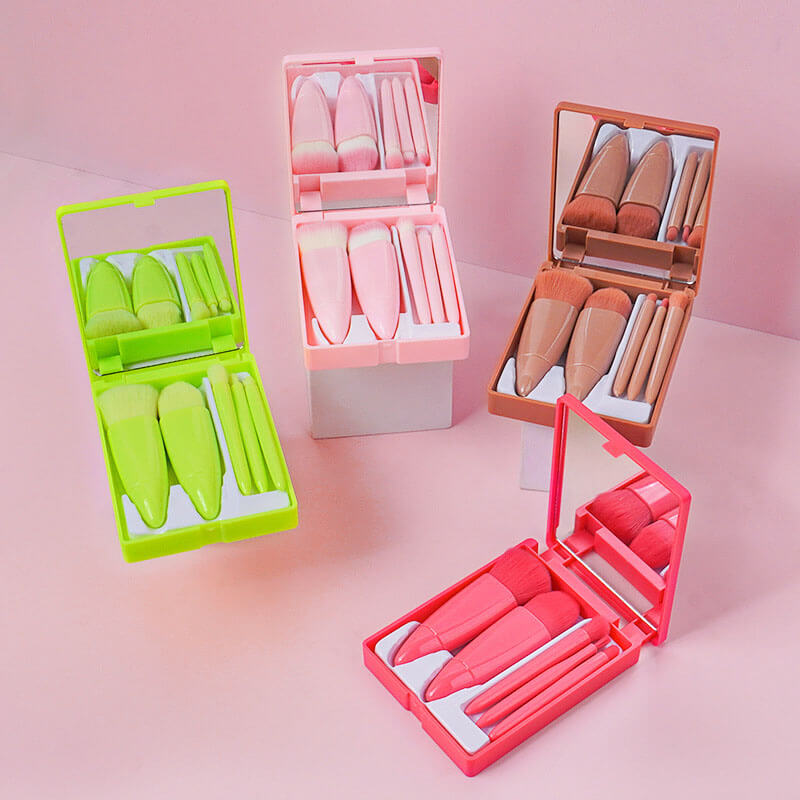 5 pcs makeup brush with mirror eyeshadow foundation powder brushes