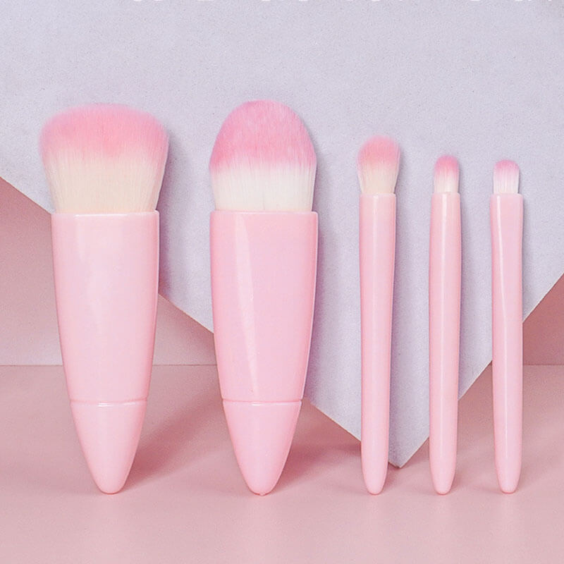 5 pcs makeup brush with mirror eyeshadow foundation powder brushes
