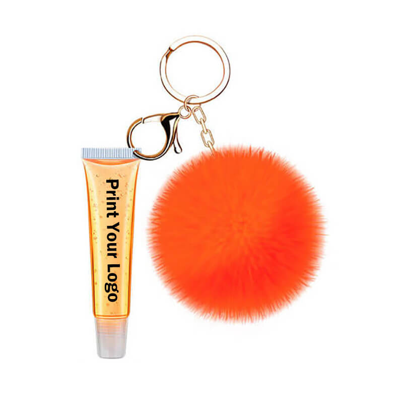 13 color fruity lip gloss pompom keychain vegan lipgloss