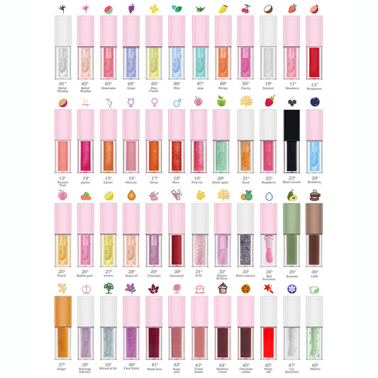 54 Color Lip Oil Botanical Moisturizing Lip Plumping Lip Gloss Color-changing Vegan