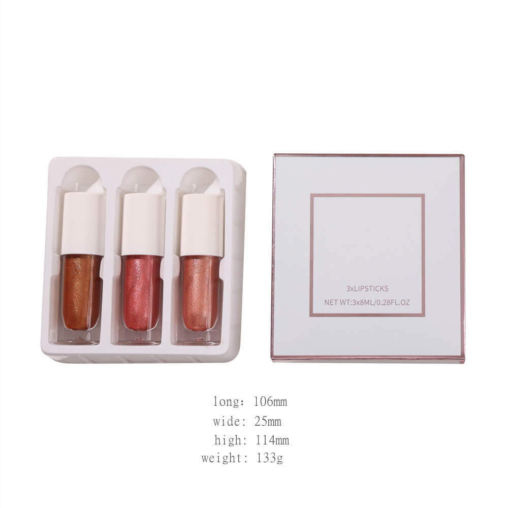 Coffret 3 rouges à lèvres liquides mats non collants longue tenue