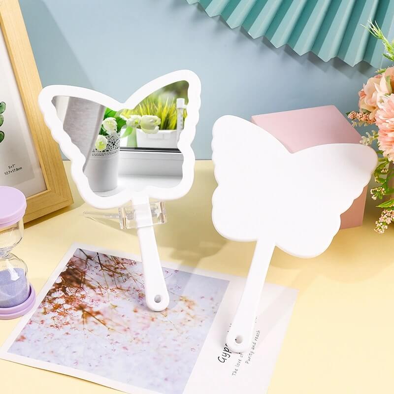 4 color butterfly-shaped handheld makeup mirror portable HD small mirror 20*14cm
