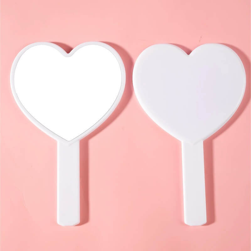 4 color heart-shaped makeup mirror love handheld portable handle mirror 16*10.5cm