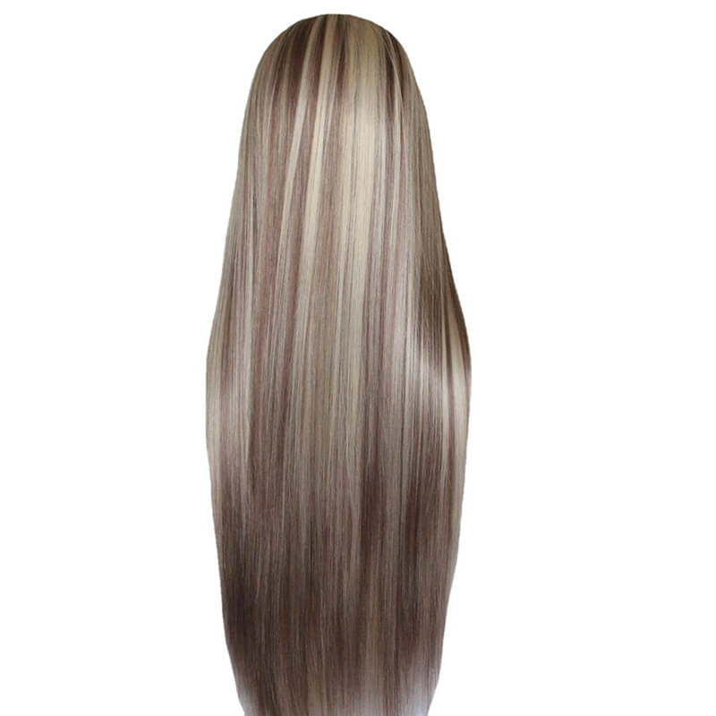 Gradient wigs long straight hair high temperature silk rose net hair headgear
