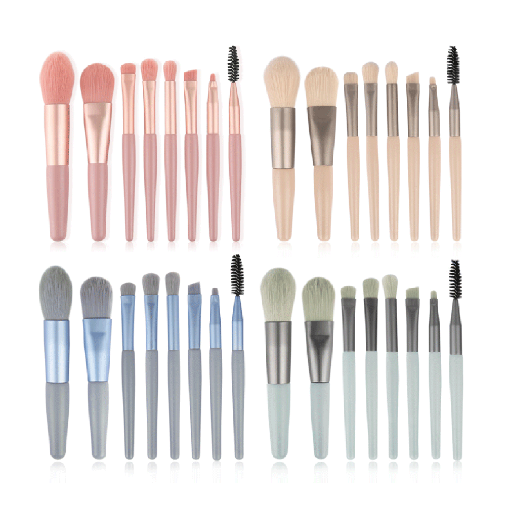 8 pcs makeup brush set portable powder cream brushes