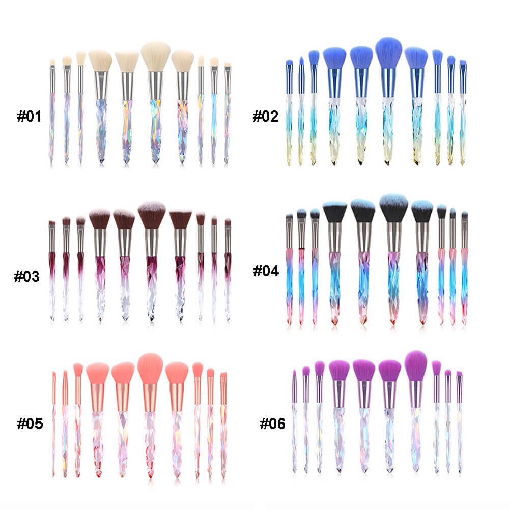 10 pcs brush set crystal eyeshadow powder cream brushes