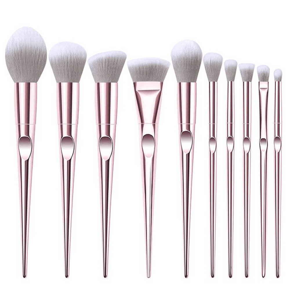 10 pcs makeup brush set pink soft brushes with laser bag