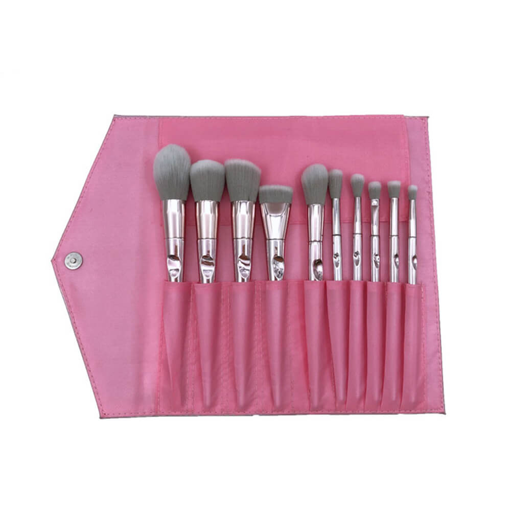 10 pcs makeup brush set pink soft brushes with laser bag