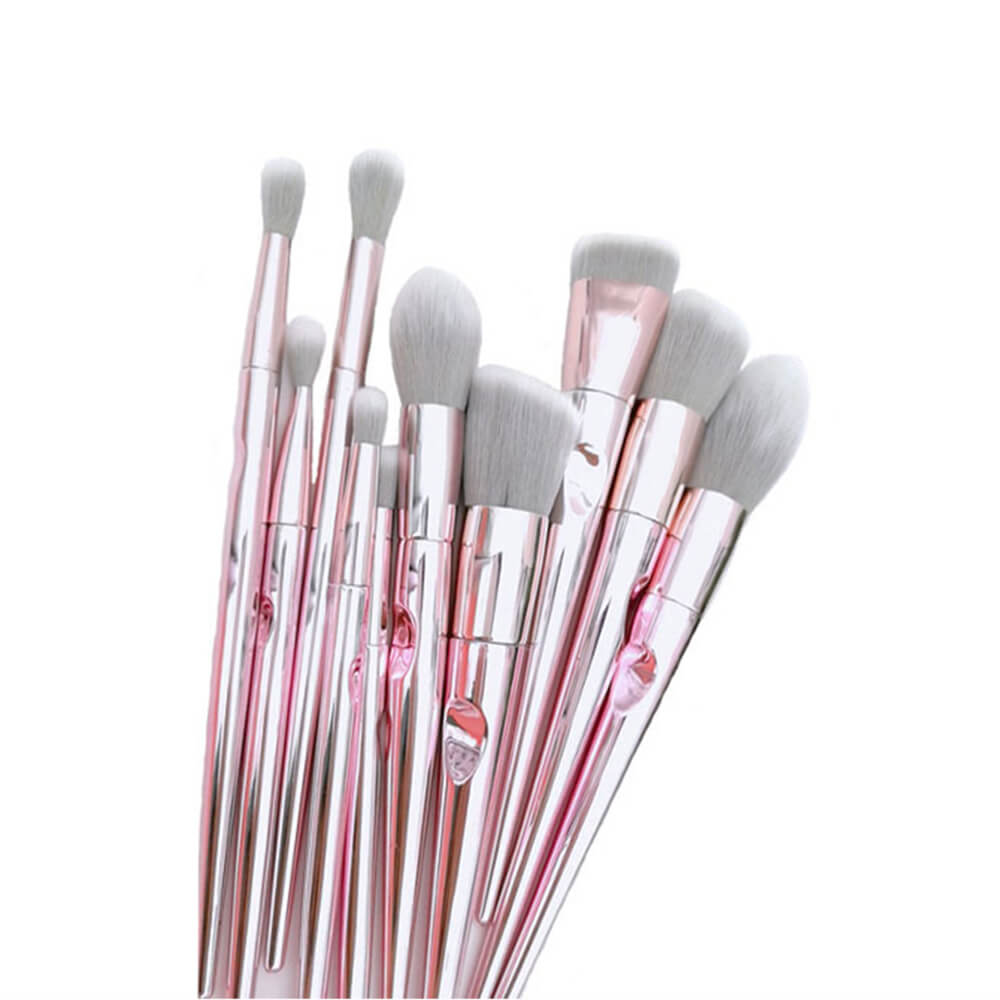 10 pcs makeup brush set pink soft brushes with laser bag