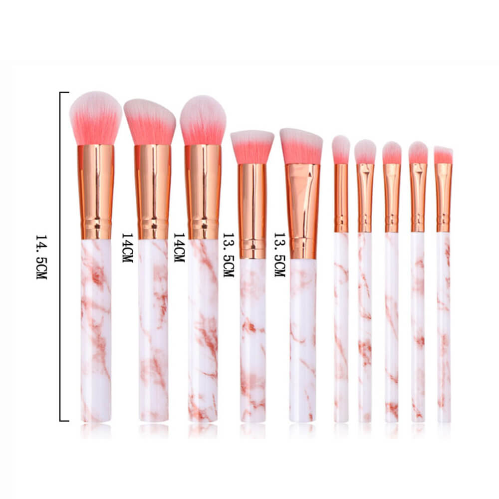 10 pcs makeup brush set bucket marble brushes soft skin friendly