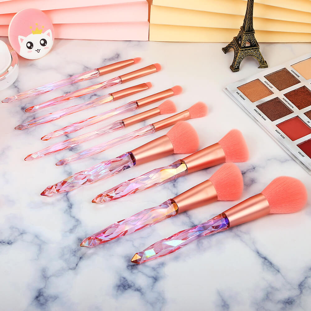 10 pcs brush set crystal eyeshadow powder cream brushes