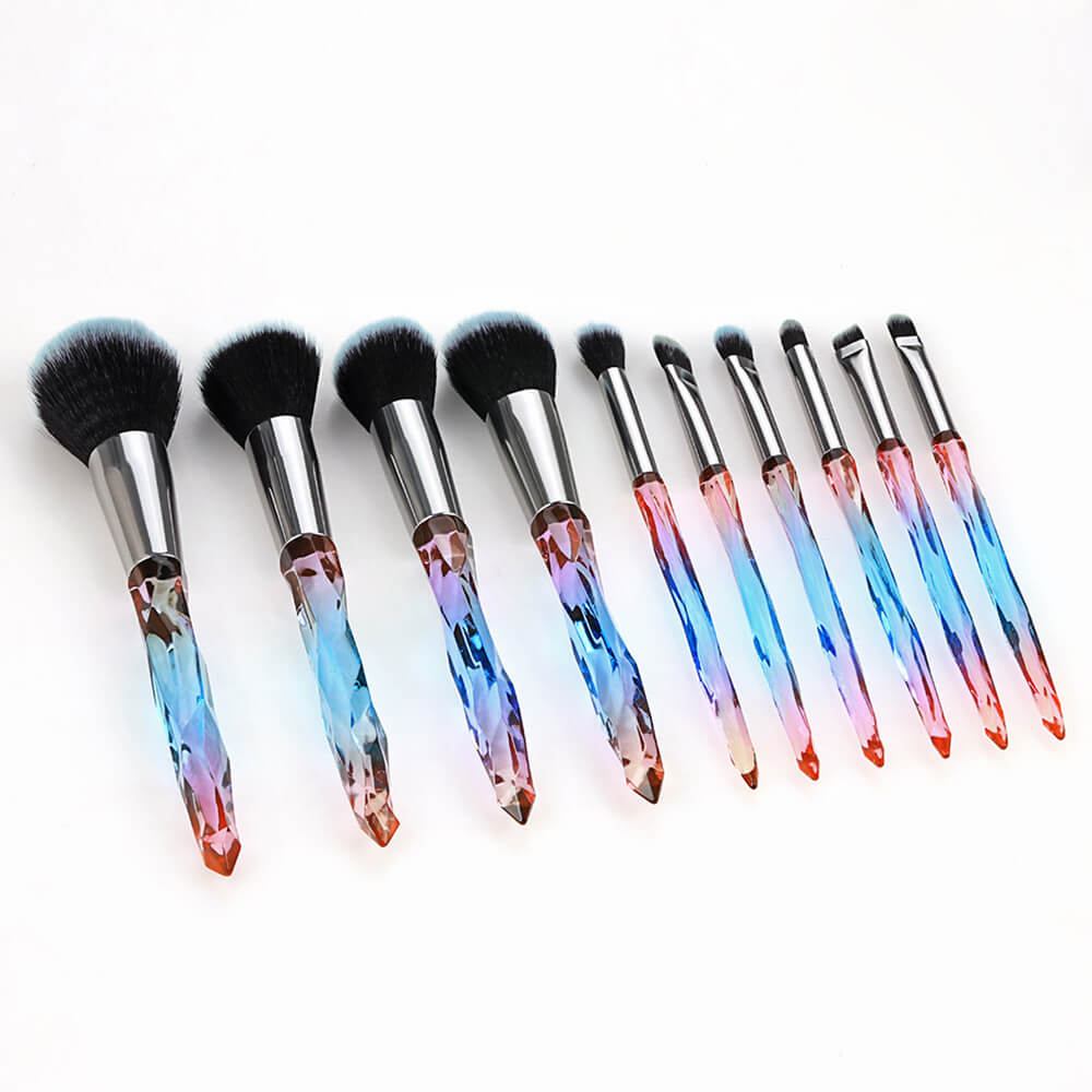10 pcs brush set crystal eyeshadow powder cream brushes