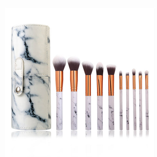 10 pcs makeup brush set bucket marble brushes soft skin friendly