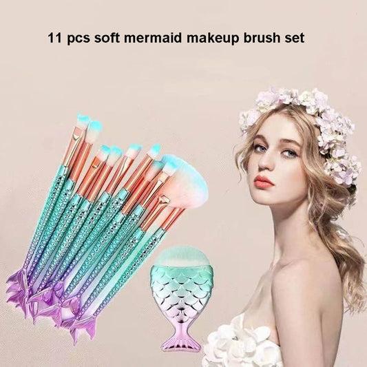 11 pcs makeup brush set soft mermaid brushes skin friendly