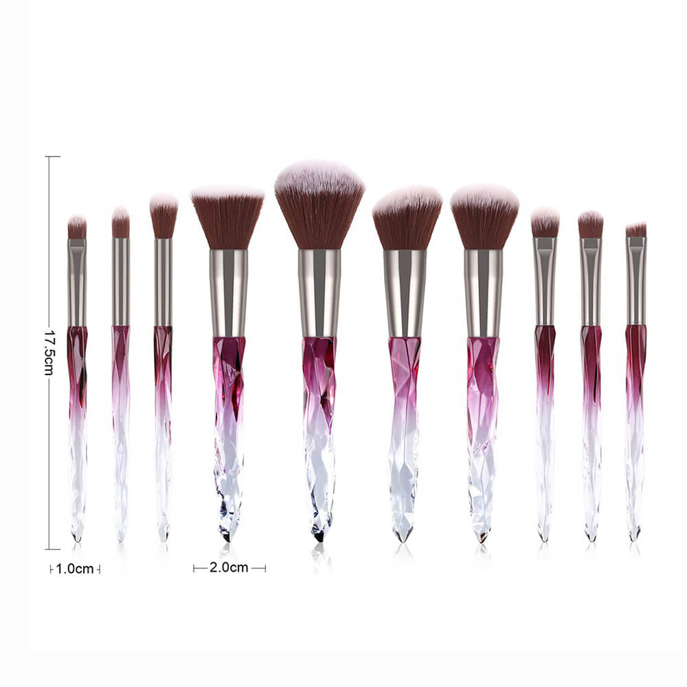 10 pcs brush set crystal eyeshadow powder cream brushes