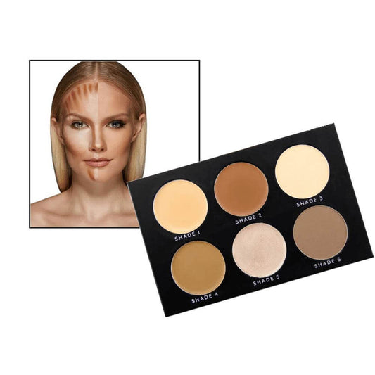 Crema de sombras de paleta de contorno de 6 colores