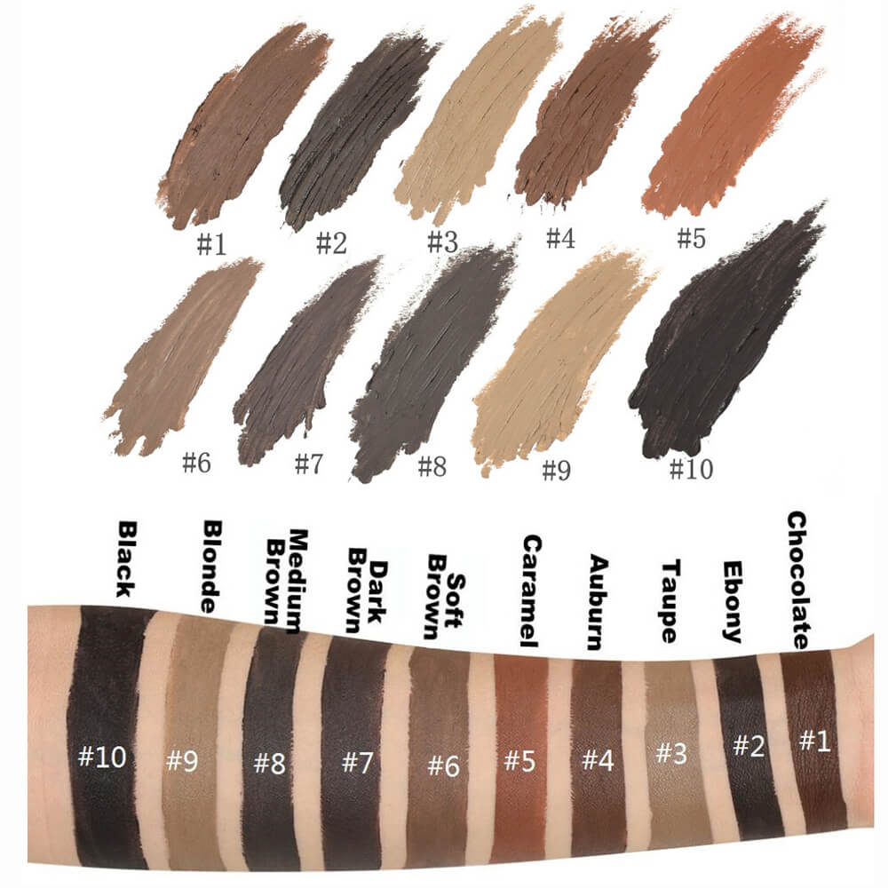 Gel para cejas de 10 colores a prueba de agua pigmentado