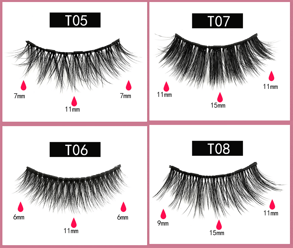3D magnetic eyelash kit mink false eyelash eyeliner tweezer set natural