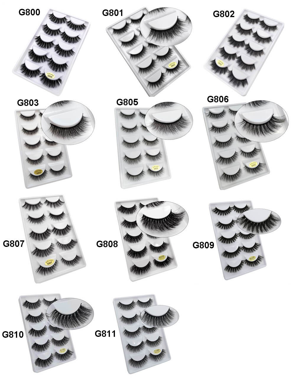 3D silk eyelash false lash set mink hair natural reusable long wear