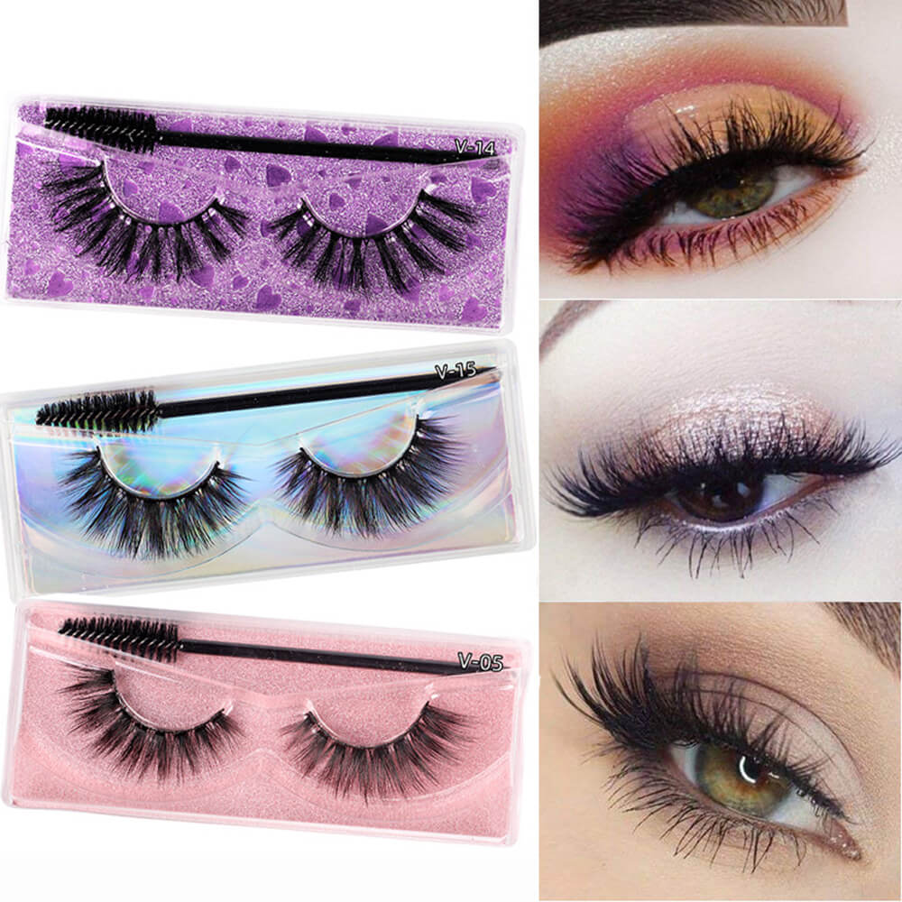 3D mink eyelash with brush reusable soft thick curl natural