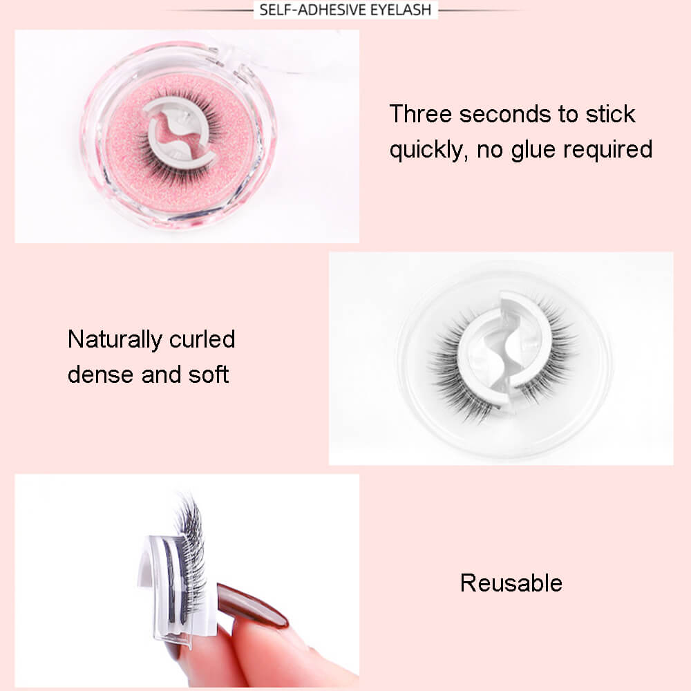Mink eyelashes reusable self-adhesive slender natural