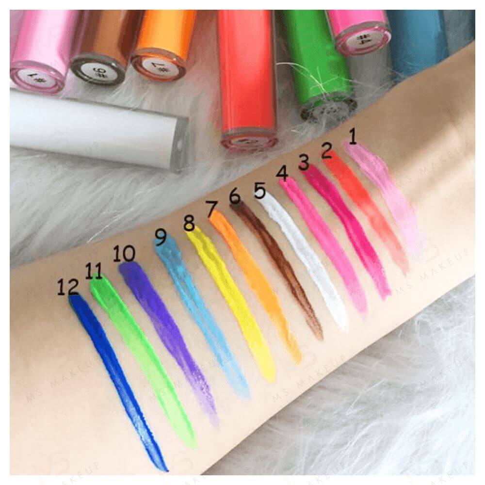 12 color neon liquid eyeliner waterproof quick-dry high pigmented