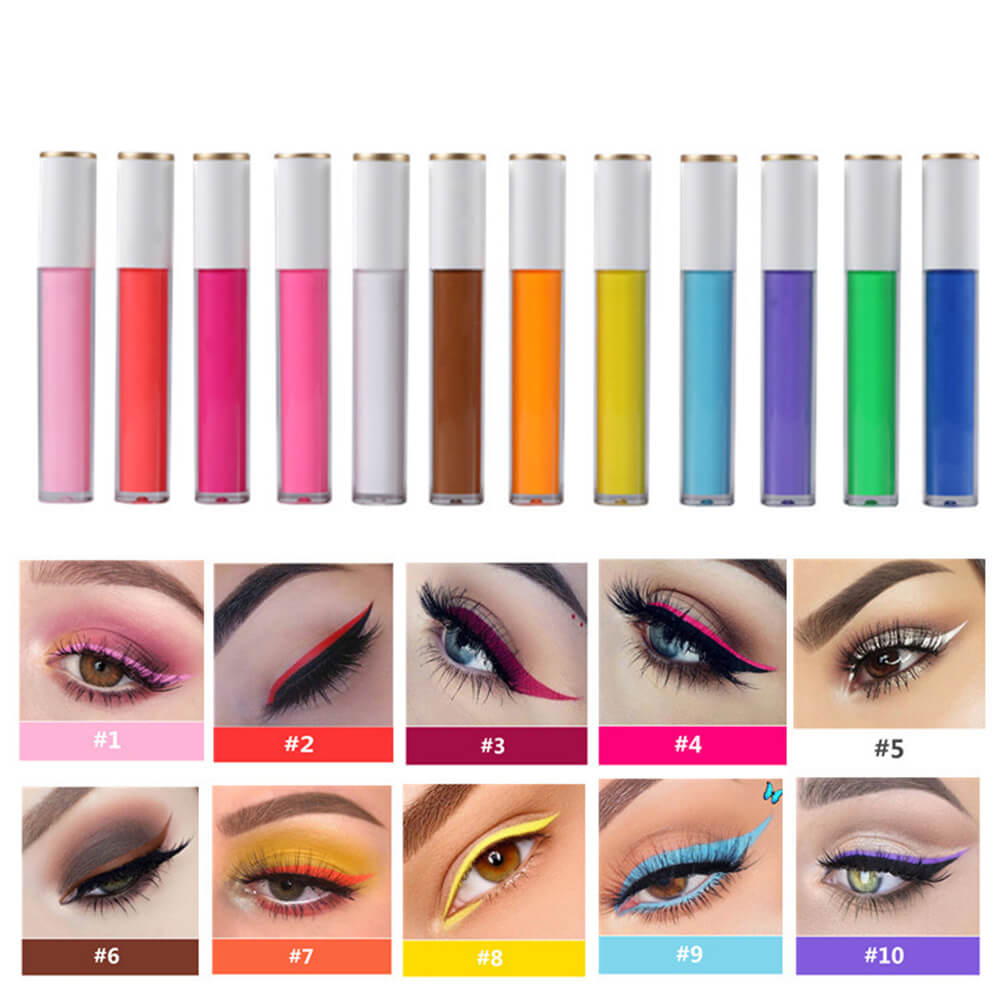 12 color neon liquid eyeliner waterproof quick-dry high pigmented