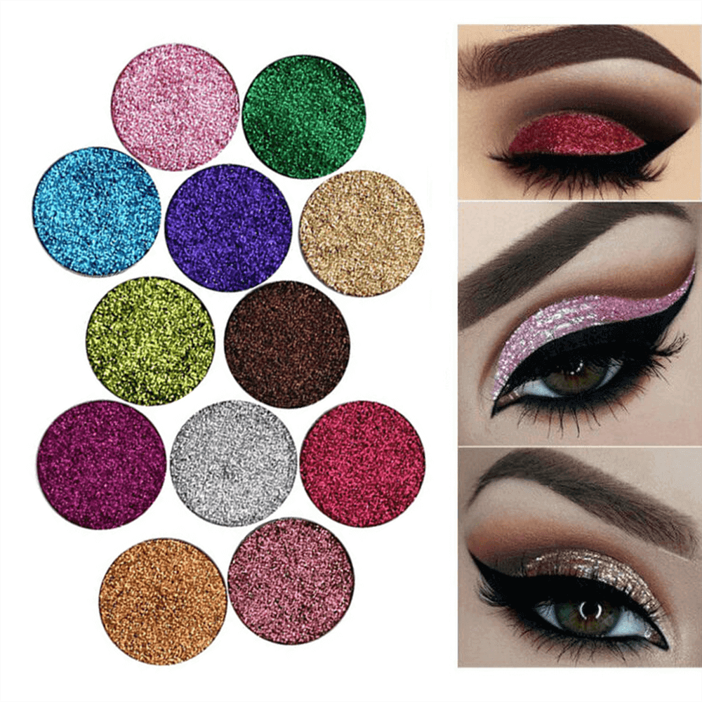Polvo prensado con purpurina para sombras de ojos de 12 colores