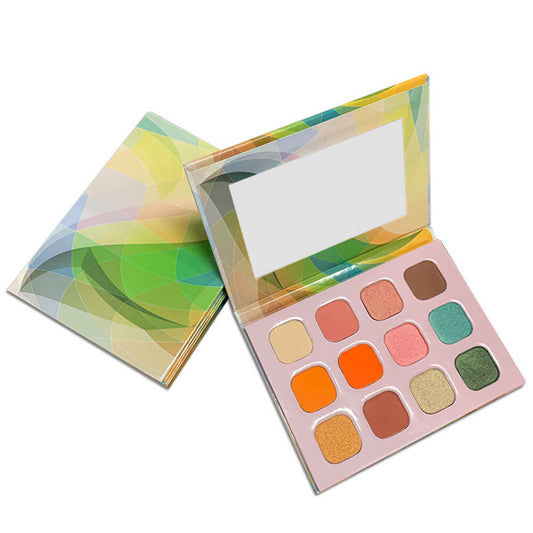 12 Color Green Eyeshadow Palette Matte Shimmer High Pigment Easy To Color