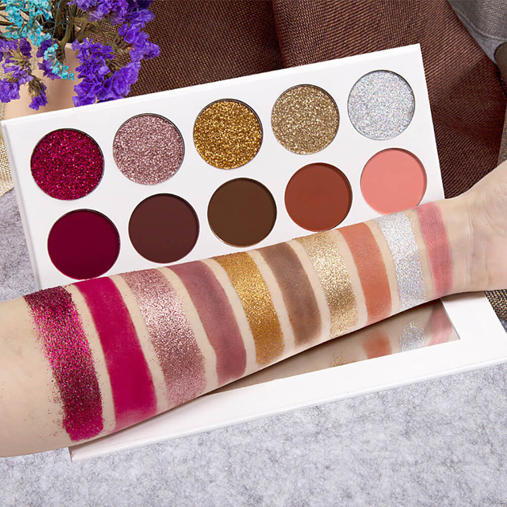 10 color eyeshadow palette matte glitter high pigmented vegan