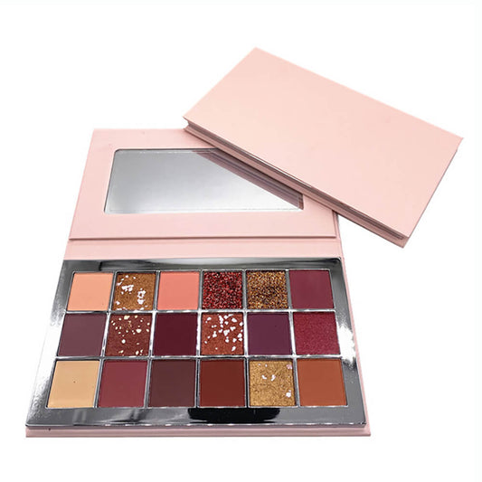 Palette de 18 fards à paupières rose désert, teinte foncée, haute pigmentation