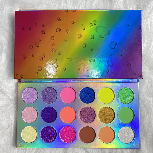 18 Color Rainbow Eyeshadow Palette Luminous Colorful Waterproof Private Label