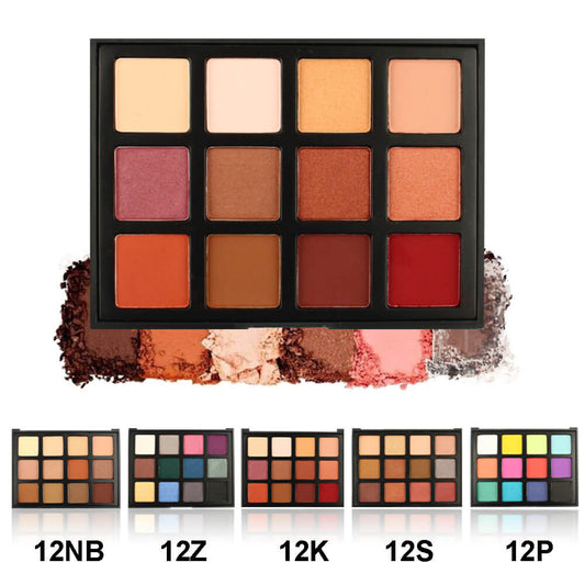 12 Color Black Eyeshadow Palette Dark Earth Tones Waterproof Long Lasting