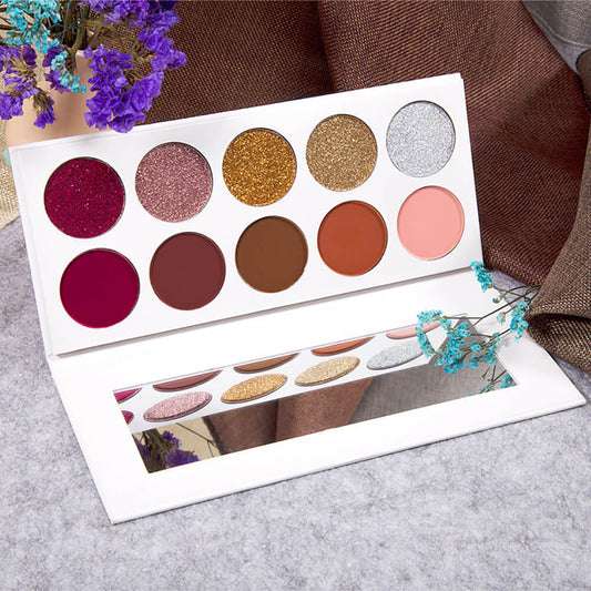 10 Color White Eyeshadow Palette Matte Glitter High Pigmented Vegan