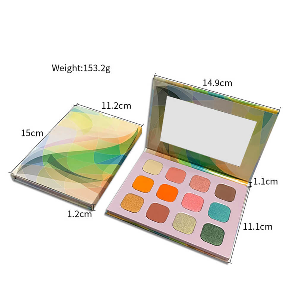 12 Color Green Eyeshadow Palette Matte Shimmer High Pigment Easy To Color