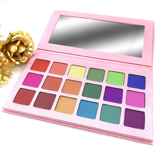 Palette de 18 fards à paupières mats aux couleurs roses pigmentées et éclatantes