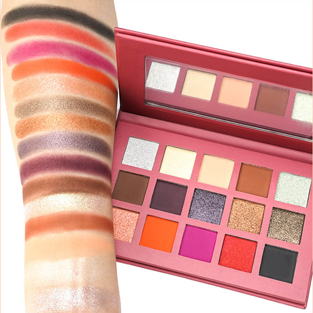 15 color eyeshadow palette waterproof high pigmented vegan