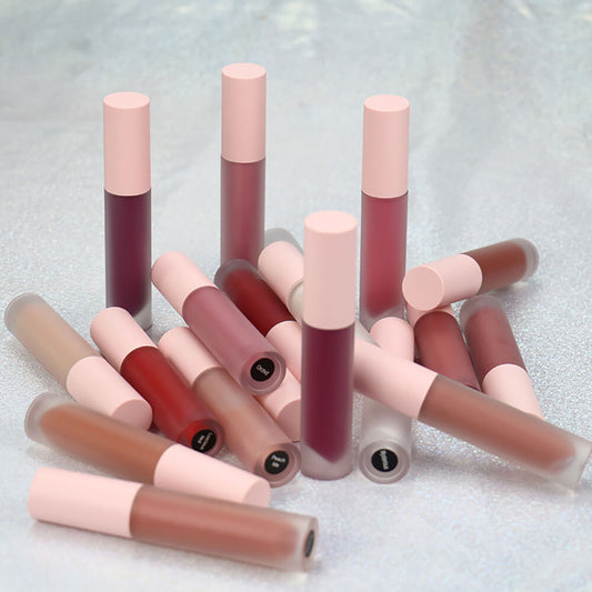 20 Color Nude Lip Gloss Matte Liquid Lipstick Long Lasting Vegan Pink Tube