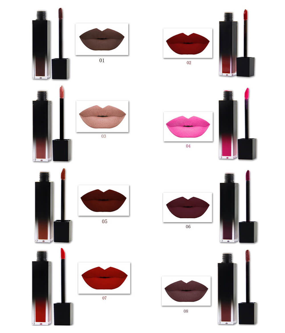8 color liquid lipstick matte nonstick gradient tube