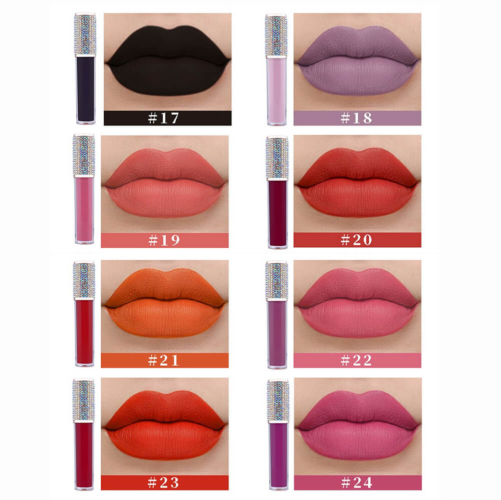 24 color liquid lipstick non-stick matte diamond tube