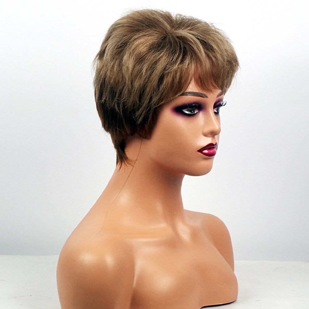 Short wigs brown hair natural curly 9.5 inch