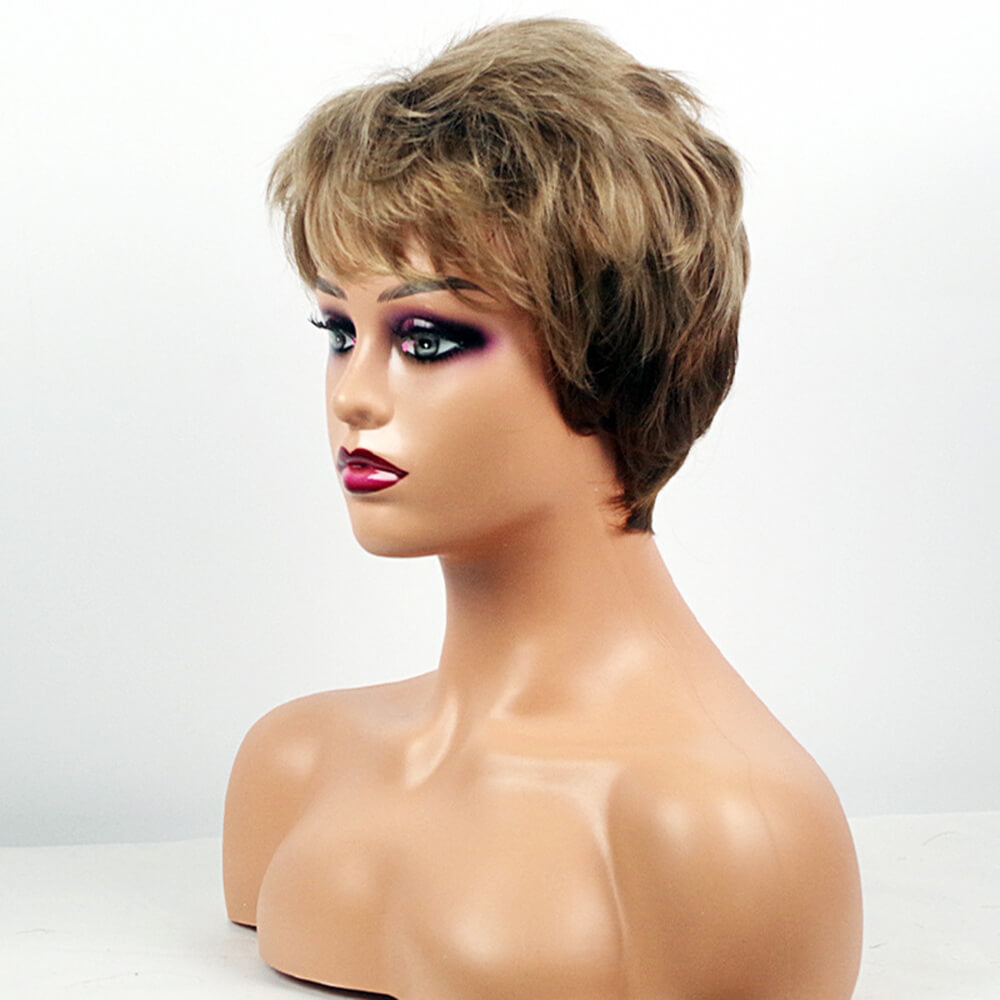 Short wigs brown hair natural curly 9.5 inch